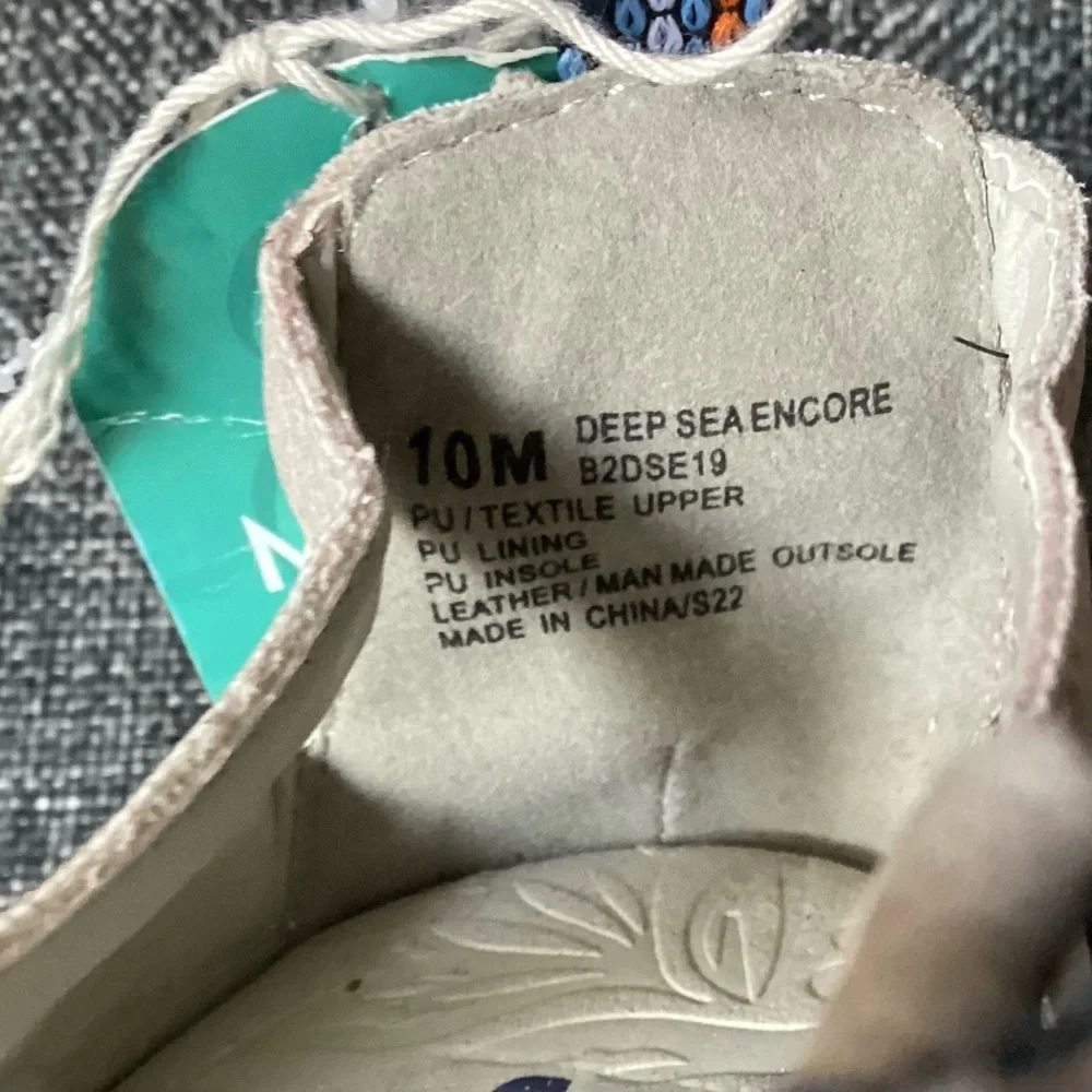 10M JBU Beige Ankle Strap Memory Foam Flats Shoes Deep Sea Encore - Picture 10 of 10